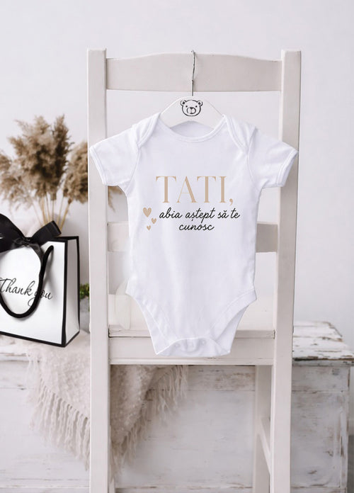 Body Bebe Anunț Sarcină „Tati, abia aștept să te cunosc”