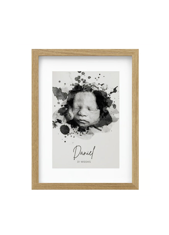 Tablou Personalizat cu Ecografie Bebe – Ramă 40x50 cm cu Nume