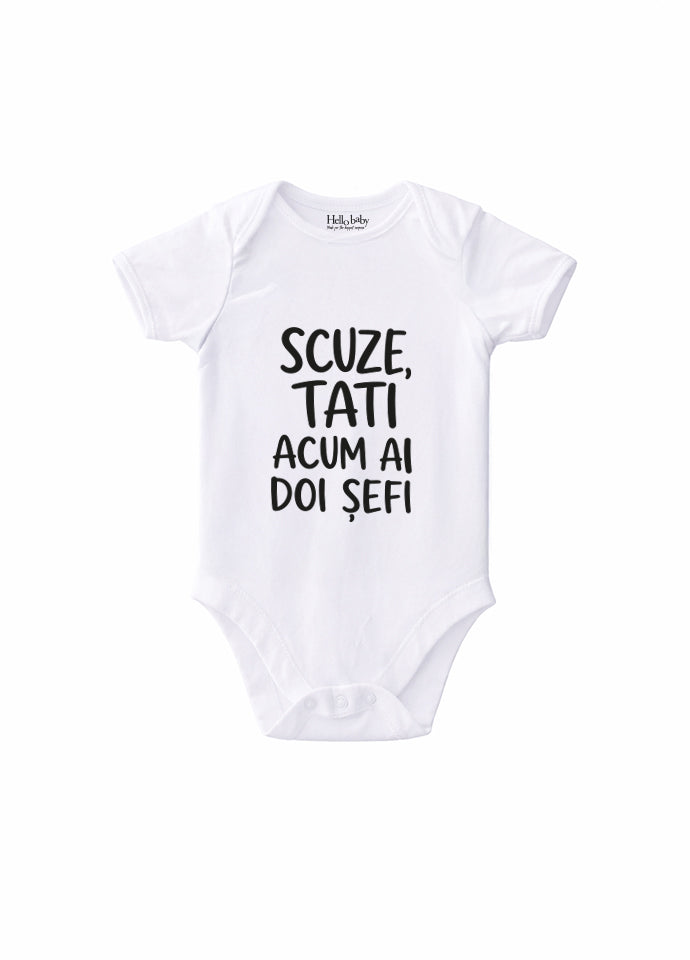 Body Bebe „Scuze, Tati – Acum Ai Doi Șefi" – Cadou Gravidă  Anunț Sarcină