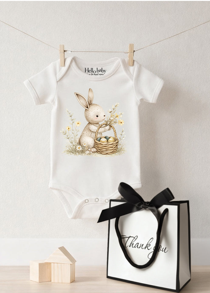 Set 5 Body-uri Bebeluși Albe Paște – Bumbac 100%, Body Baby Unisex