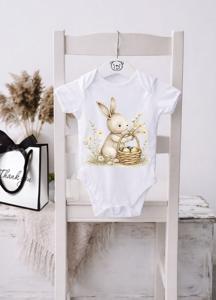 Set 5 Body-uri Bebeluși Albe Paște – Bumbac 100%, Body Baby Unisex