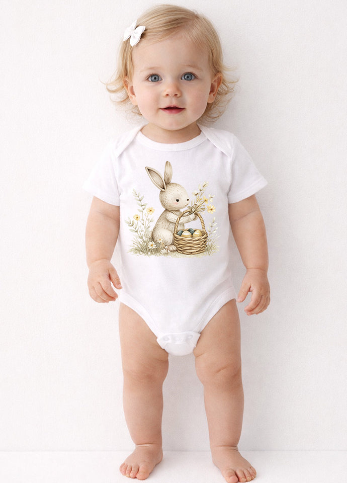 Set 5 Body-uri Bebeluși Albe Paște – Bumbac 100%, Body Baby Unisex