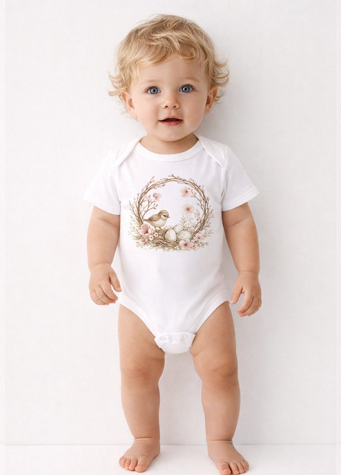 Set 5 Body-uri Bebeluși Albe Paște – Bumbac 100%, Body Baby Unisex