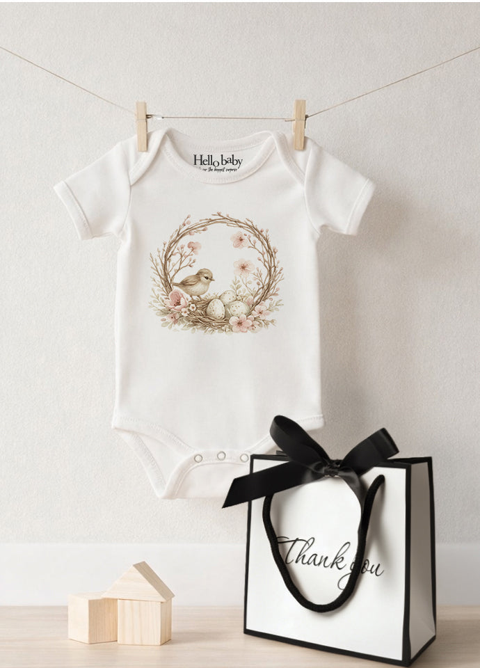 Set 5 Body-uri Bebeluși Albe Paște – Bumbac 100%, Body Baby Unisex