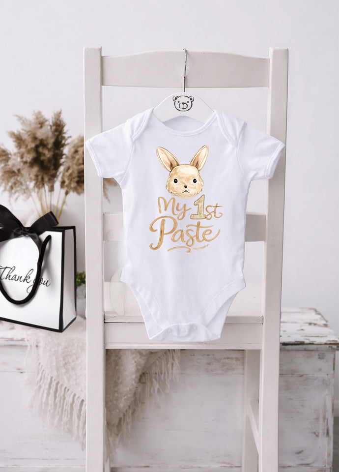 Set 5 Body-uri Bebeluși Albe Paște – Bumbac 100%, Body Baby Unisex