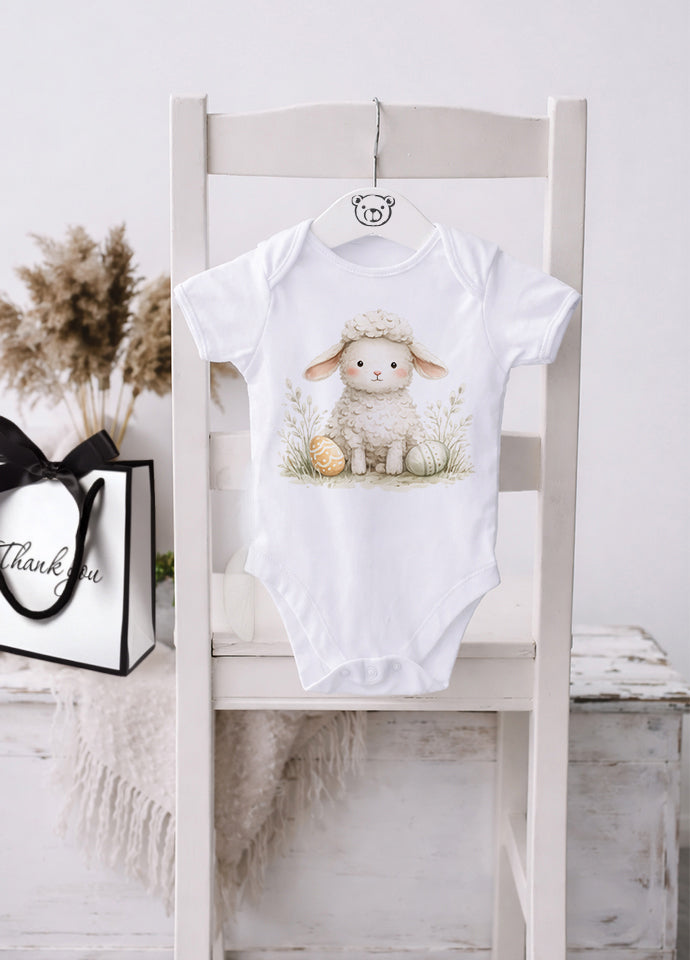 Set 5 Body-uri Bebeluși Albe Paște – Bumbac 100%, Body Baby Unisex