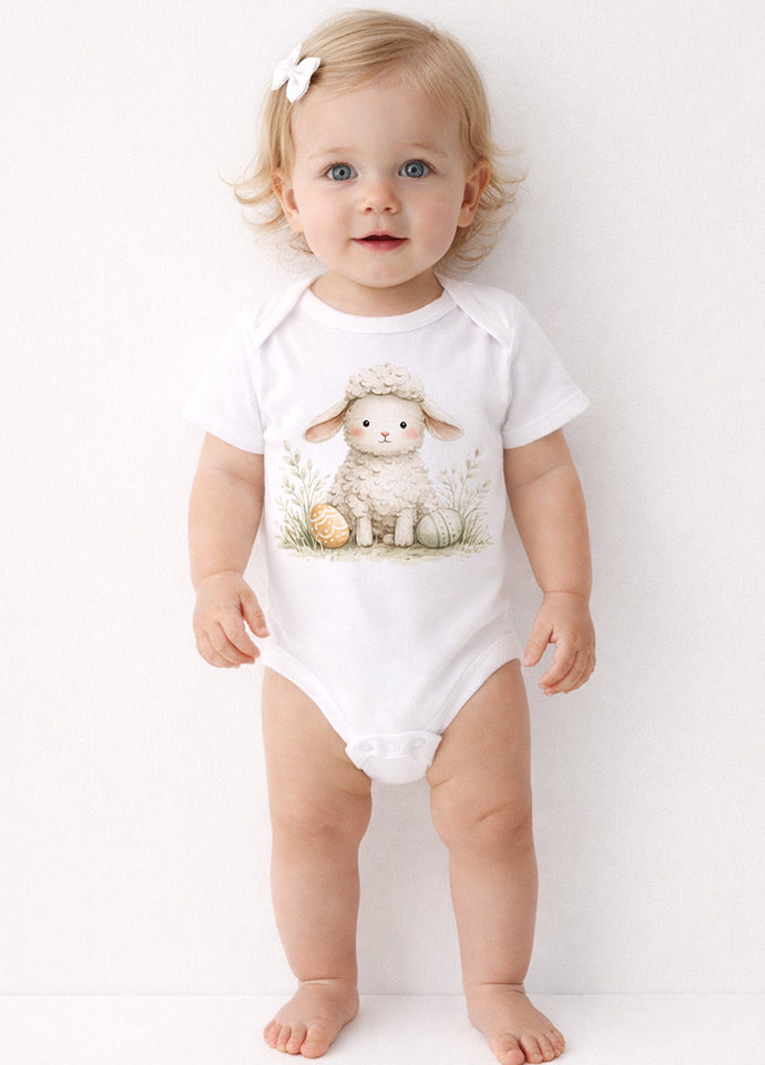 Set 5 Body-uri Bebeluși Albe Paște – Bumbac 100%, Body Baby Unisex